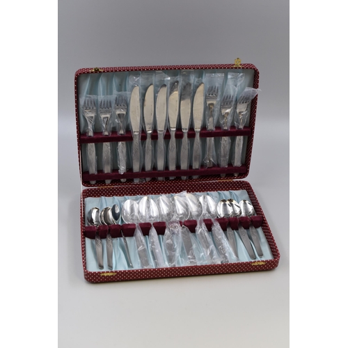 420 - Vintage Stainless Steel Empire Cutlery Set ( Appears Unused ) Complete With Original Case