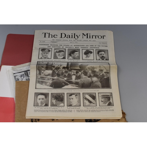 421 - A Run of Original Daily Mirror Titanic Newspapers April 16, 17, 18, 19, 20, 22 1912, With Replica Ne... 