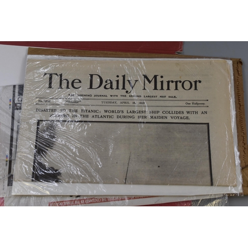 421 - A Run of Original Daily Mirror Titanic Newspapers April 16, 17, 18, 19, 20, 22 1912, With Replica Ne... 