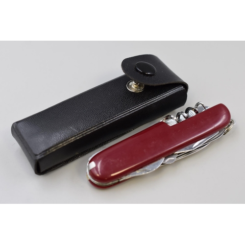 191 - Swiss Army Style Multifunctional Pocket Knife with Case