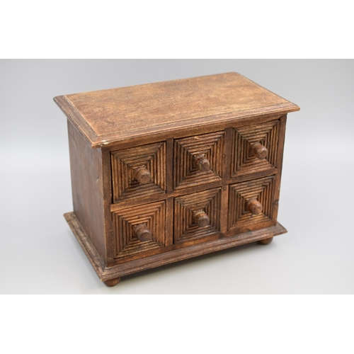 297 - A Six Drawer Wooden Storage Box, Approx 9” Tall