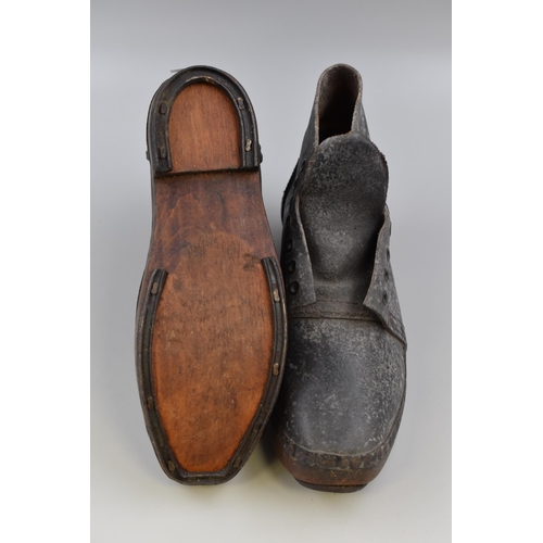 299 - Pair of Vintage Leather and Wood Clogs (Marked Size 6)