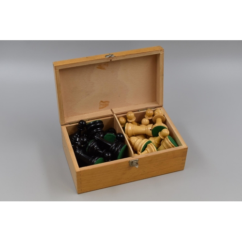 300 - Full Set of Chess Pieces in Wooden Box