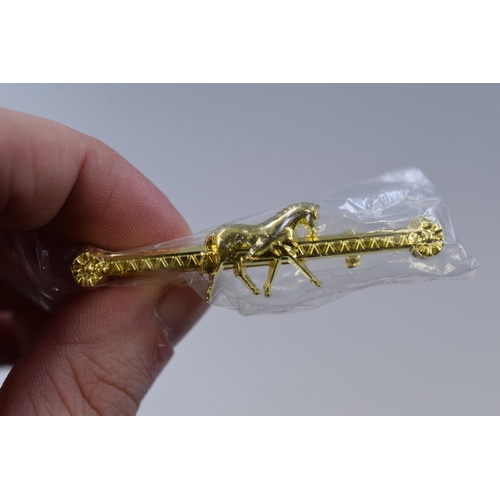 196 - Approx. 27 Gold Tone Horse Brooches