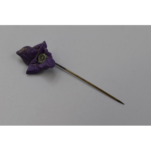 198 - Victorian Floral Stick Pin Stanhope Displaying Napoleon I Tomb