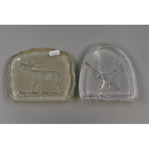 206 - Six Glass 3-D Animal Paperweights. Includes Polar Bear, Stag, Squirrel and More. Tallest Approx 5.5