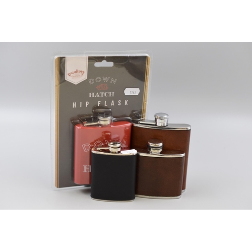 213 - Selection of Hip Flasks to include one in Packaging