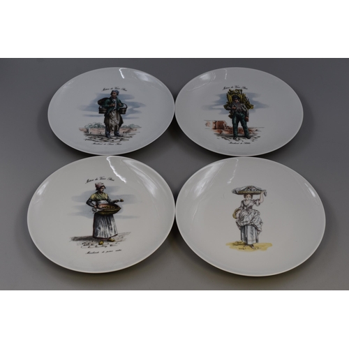 214 - Eight Limoges France ‘Trades In Old Paris’ Plates. Includes Bucket Merchant, Cooked Pear... 