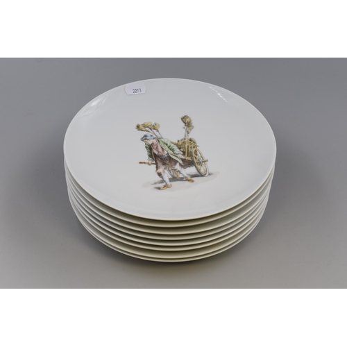 214 - Eight Limoges France ‘Trades In Old Paris’ Plates. Includes Bucket Merchant, Cooked Pear... 