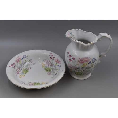 215 - Staffordshire Pottery Floral Jug and Bowl Set (10