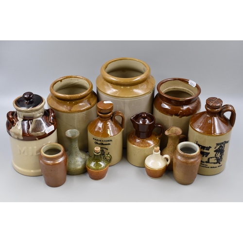 218 - Mixed Selection of Stoneware items. Includes Lidded Pot, Jars and more. One a/f