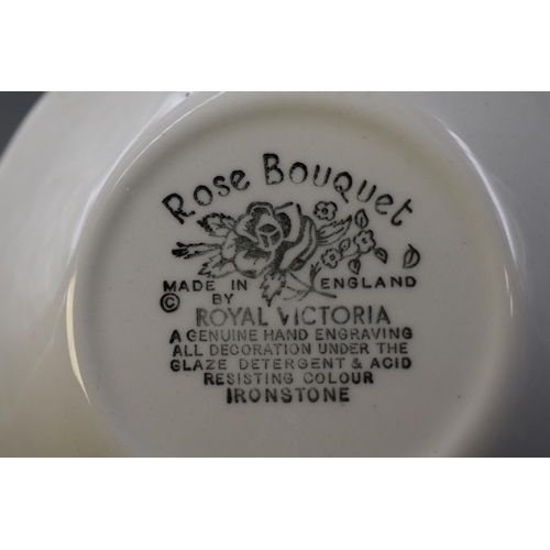 319 - Eight Pieces of Royal Victoria Rose Bouquet. Includes Four Plates and Four Bowls