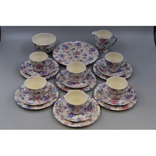 325 - Collection of Floral Vintage China by Wade Heath. Includes 6 Trios, Sugar Bowl, Creamer and Sandwich... 