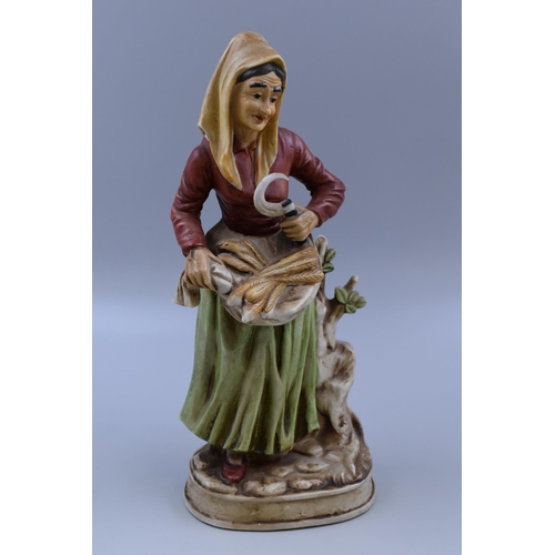 229 - Mid Century Capodemonte Style Pot Statue of a Female Harvester 13