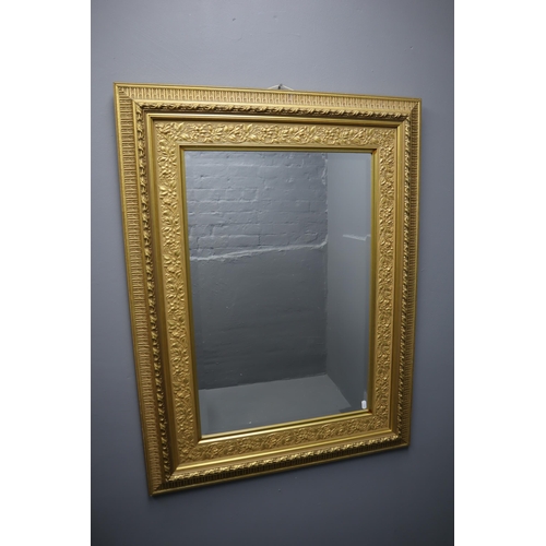 336 - Large Gold Gilt Framed Mantle Mirror with Bevelled Edge (42