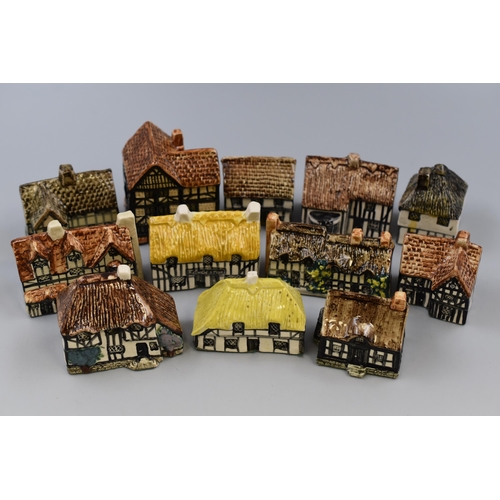 257 - Twelve Tey Pottery Ceramic Miniature Cottages