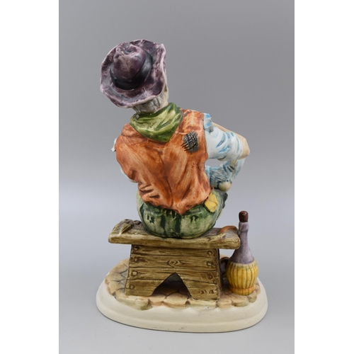 266 - Large Rare Capodimonte Figure of Tramp Sewing (12