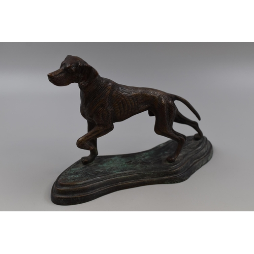 267 - A Brass Hunting Dog Figure of what appears to be a Weimaraner or a German Pointer (11