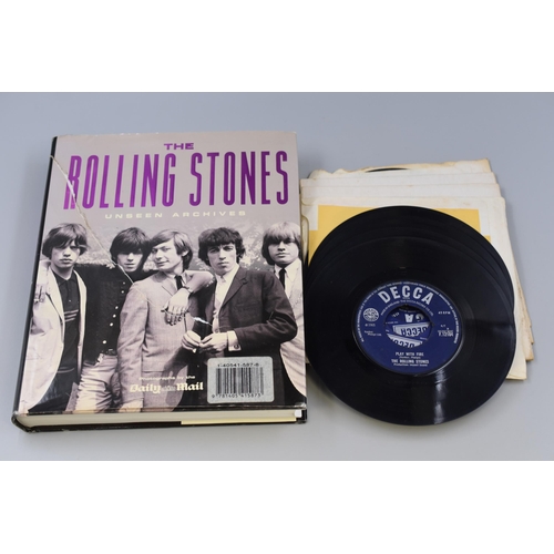 464 - Selection of Rolling Stones 45s Singles together with a Rolling Stones Unseen Archives Hardback Book