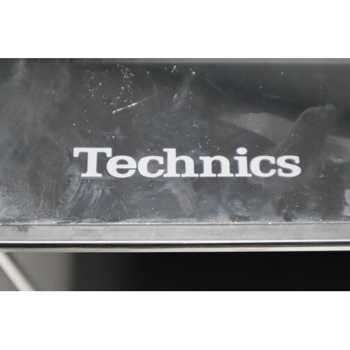 578 - Technics Stereo System Housing Unit in Black Ash with Smokey Black Glass Lidded Top and Front Openin... 