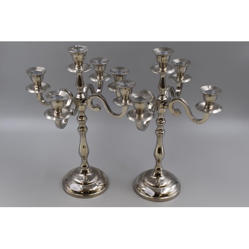 354 - Pair of Matching Silver Plated 5 Tier Candelabra's (13