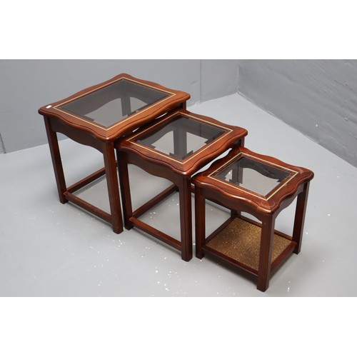 590 - Nest of 3 Glass Topped Side Tables (Largest 20