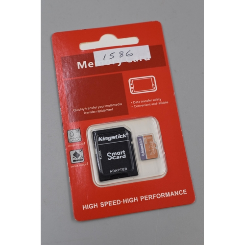 368 - Kingstick 512 Gig memory card with adapter for cameras, phones, Sat Nav, MP3 player etc new and pack... 