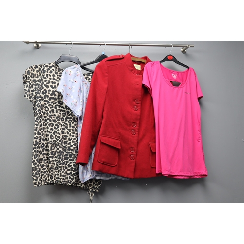 597 - Large Selection of Ladies Clothing in Various Sizes (Approx. 16 items). With Coat Hangers