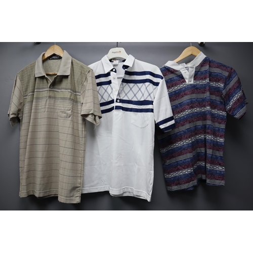 600 - A Large Selection of Retro Men's Polo Shirts, Shirts and T-Shirts, Mostly Size S and M