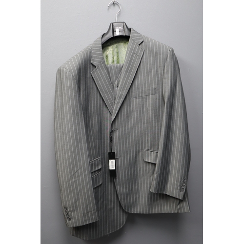 603 - New Milan Collection Grey Pin Stripe 3 Piece Suit (Size 48 Chest / 42R Pants)