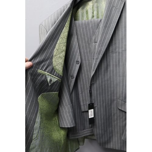 603 - New Milan Collection Grey Pin Stripe 3 Piece Suit (Size 48 Chest / 42R Pants)