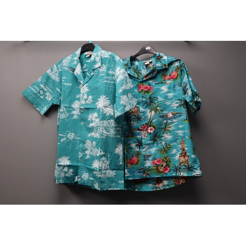 607 - Two Evergreen Island Hawaiian Shirts, Size M