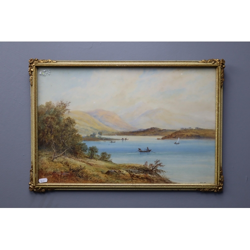 385 - Signed T Wilson (Possibly Edwin St John) Watercolour of Loch Awe in Framed and Glazed Mount (22