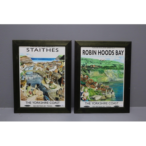 390 - Two Colour British Railways Framed Posters. Includes Robin Hoods Bay and Staithes, The Yorkshire Coa... 