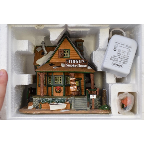 399 - Collection of Three Discontinued Lemex Village Collection Items, 'Virgil's Smoke House, Barn Sale an... 