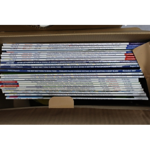 406 - Three Boxes includes a Large Selection of Mainly France Related Books, Magazines and Maps, also incl... 