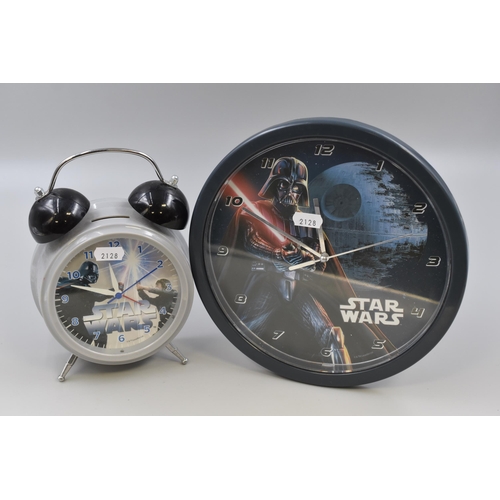 753 - Two Star Wars Clocks, Includes Wall Clock and Alarm Clock