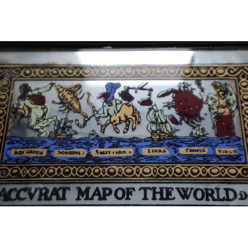 667 - Mid century Framed Mirrored A New and Accvrat Map of The World approx 26