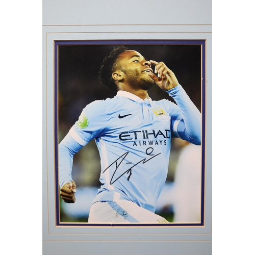 668 - Framed Manchester City Raheem Sterling Montage Bearing The Players Signature with C.O.A on rear appr... 