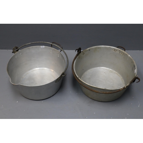 762 - Two Large Vintage Aluminium Pans with Handles (14