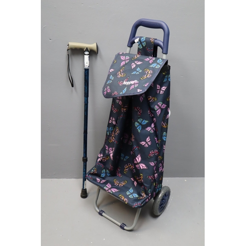 673 - Hoppa Butterfly Shopping Trolley with Tags with a Drive Walking Stick