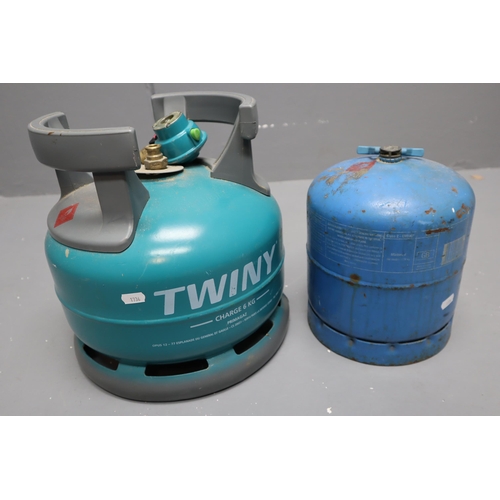 691 - Twiny 6kg Gas Canister with Valve and a 2.7kg Gas Cannister (Both have some contents)