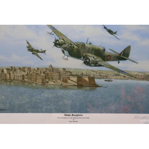 778 - Four Pencil Signed Plane Prints by Barry Weekley. Includes Malta Beauforts, Escorting The Beasts, No... 