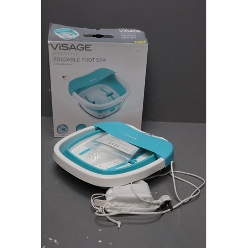 Brand New Boxed Visage Pro Style Foldable Foot Spa complete with accessories powers on when tested