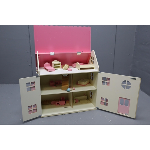 566 - Large Wooden Dolls House with Furniture Contents approx 26