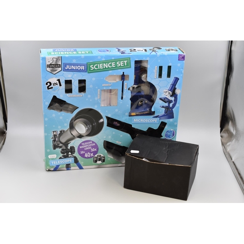 792 - Two Boxed items to include a Junior 2 in 1 Science Set (2 Slides missing) and a VR Headset complete ... 