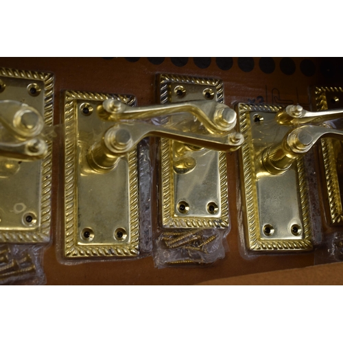 720 - Three Pairs of New Brass Louga Door Handles