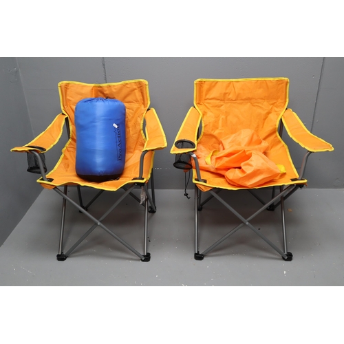 837 - Three Camping items to include Two Folding camping Chairs and a Pro Action Sleeping bag in Storage P... 