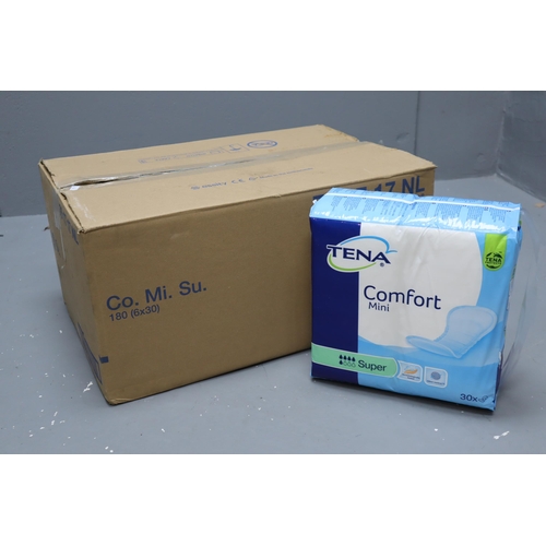 846 - Complete Box of 'Tena Comfort Mini' Pads, ( 6 x 30 ) packs = 180 In Total