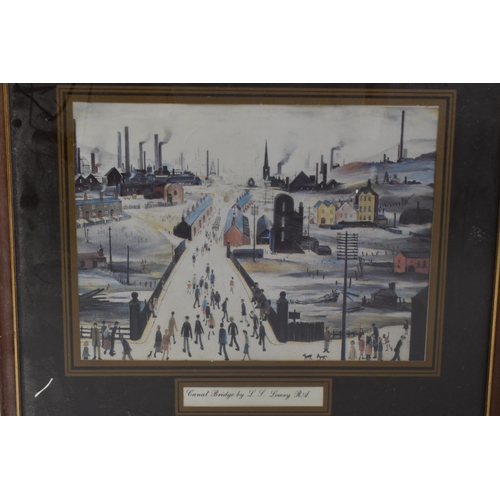 386 - Two Framed and Glazed L.S Lowry Prints To Include 'V.E. Day Celebrations', And 'Canal Bridge'. Appro... 